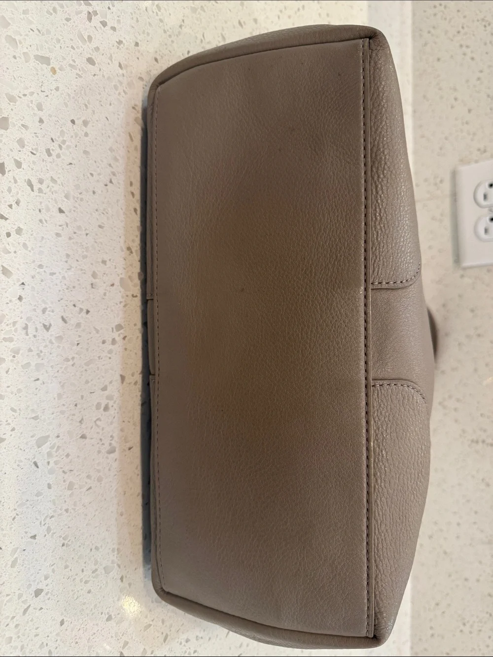 Tory Burch Landon Pebbled Leather Tote Bag in Taupe